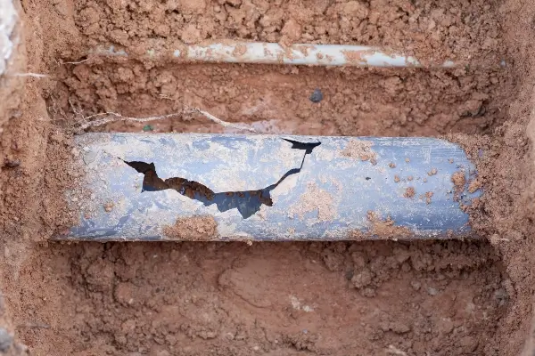 Broken main line sewer pipe